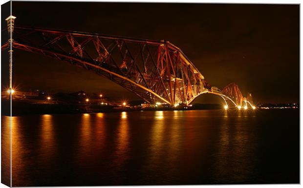 Forth Rail Bridge at Night Canvas Print by Andrew Beveridge