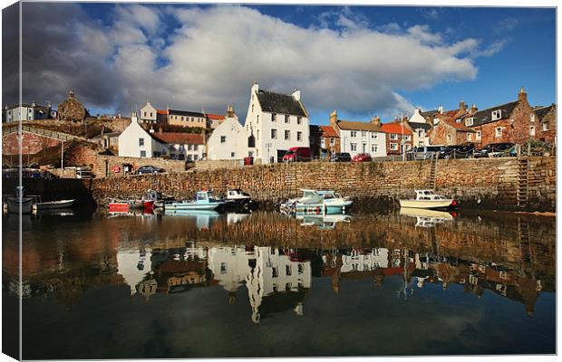 Crail Harbour Reflections Canvas Print by Andrew Beveridge