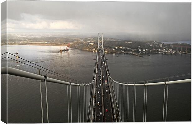 Top of Forth Road Bridge Canvas Print by Andrew Beveridge