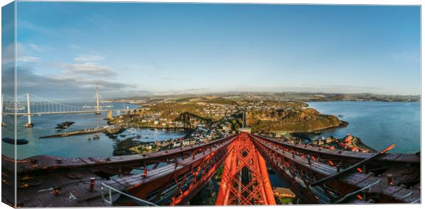 View from top of Forth Rail Bridge Canvas Print by Andrew Beveridge