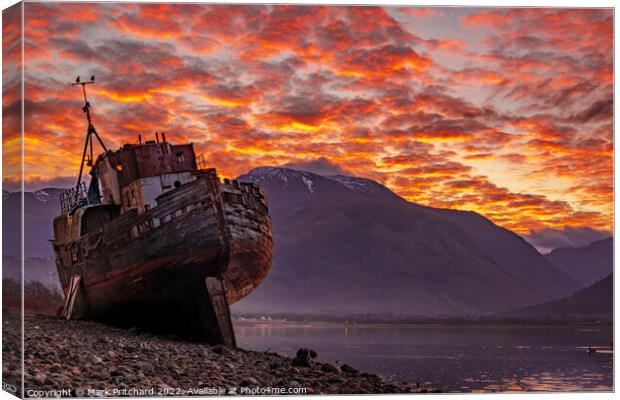 Corpach Wreck Sunrise Canvas Print by Mark Pritchard