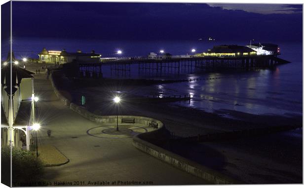 Cromer Pier at night Canvas Print by Rob Hawkins