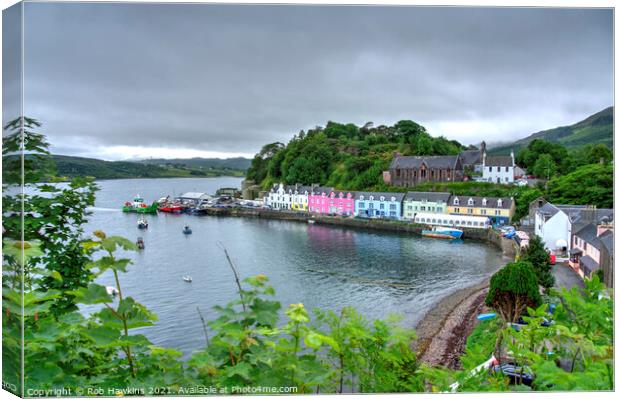 Portree Harbour Canvas Print by Rob Hawkins