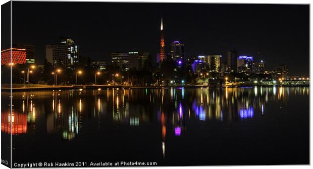The Perth night Skyline Canvas Print by Rob Hawkins