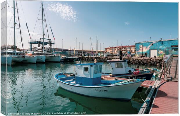 Corralejo Fishing Boats Canvas Print by Rob Hawkins