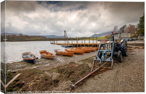 Lakeside Tractor Canvas Print by Rob Hawkins