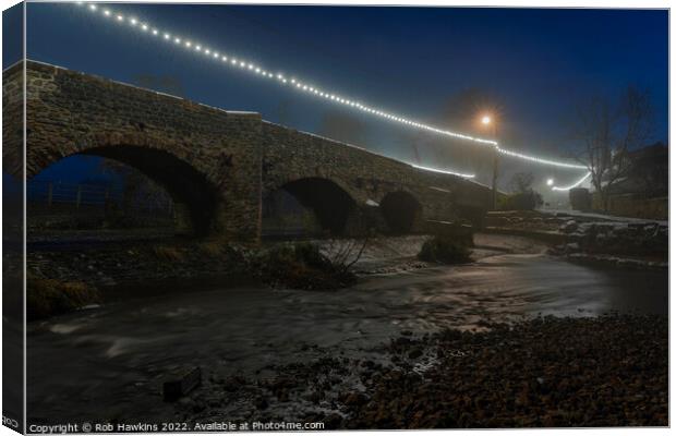 Culmstock bridge by nights  Canvas Print by Rob Hawkins