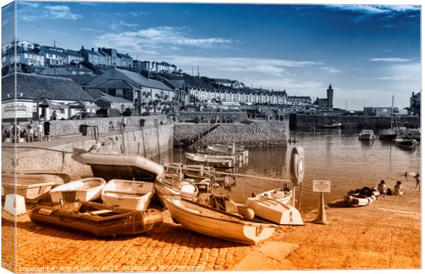 Porthleven Harbour split Canvas Print by Rob Hawkins