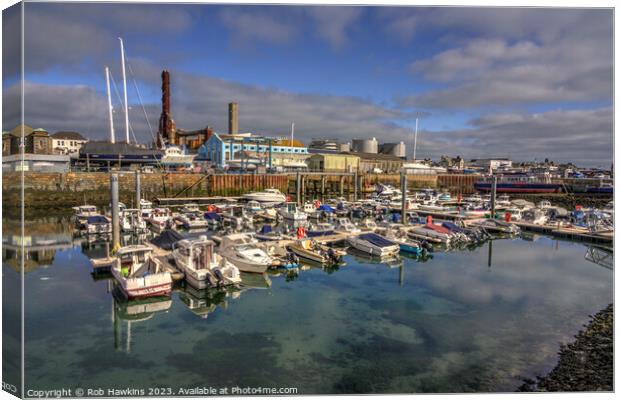 St Sampson Harbour  Canvas Print by Rob Hawkins