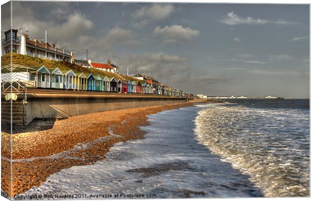 Southwold Beach & huts Canvas Print by Rob Hawkins