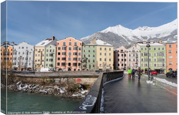 Innsbruck River and Mountains  Canvas Print by Rob Hawkins