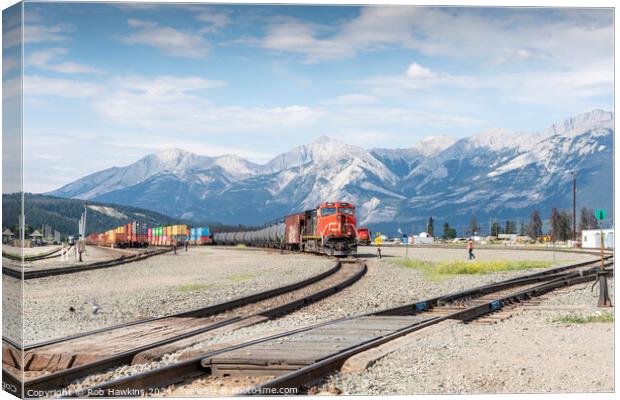 Jasper Rocky Mountain Freight yard  Canvas Print by Rob Hawkins