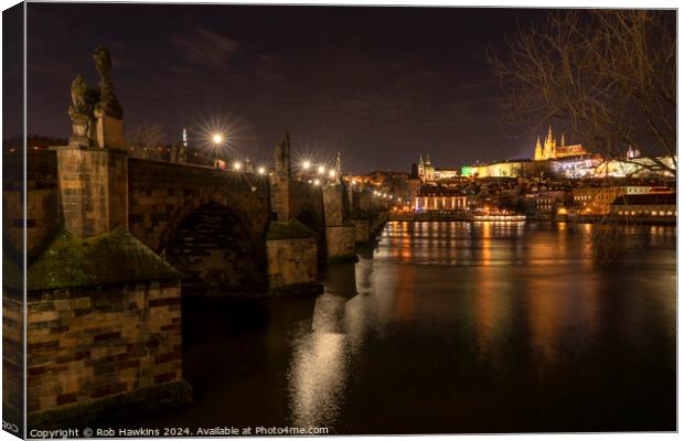 Karlov Most by night Canvas Print by Rob Hawkins