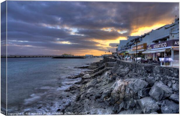 Playa Blanca promenade twilight Canvas Print by Rob Hawkins