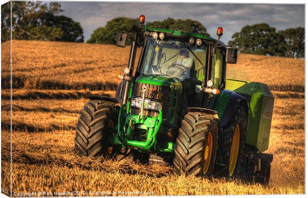Tractor & the Baler Canvas Print by Rob Hawkins