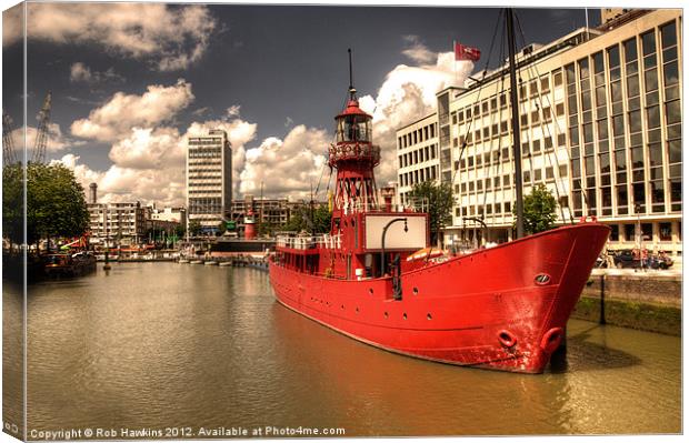The Red Lightship Canvas Print by Rob Hawkins