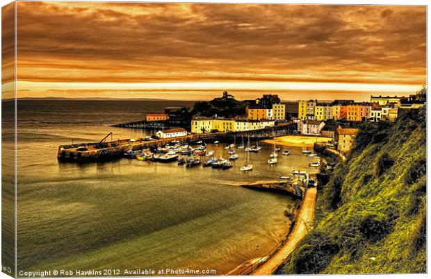 The Harbour at Tenby Canvas Print by Rob Hawkins