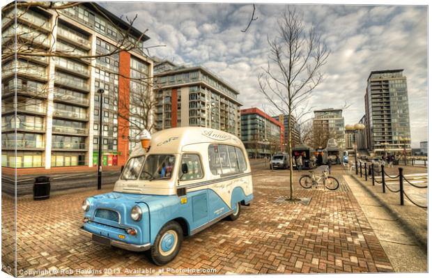 Ice Cream Van by the Docks Canvas Print by Rob Hawkins