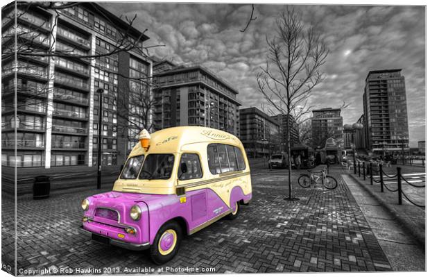 Ice Cream Van in Docklands Canvas Print by Rob Hawkins