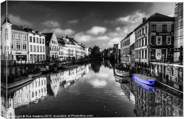Reflections of Gent with blue Canvas Print by Rob Hawkins