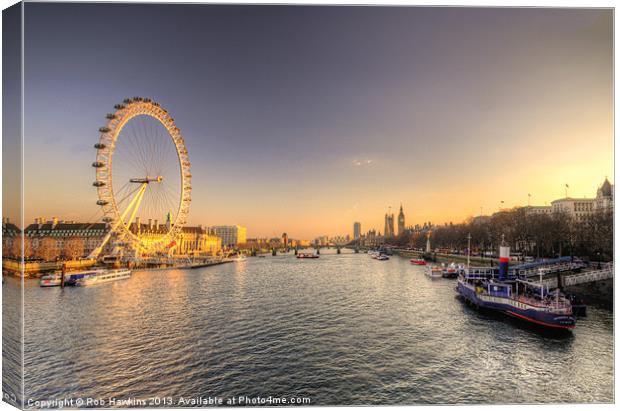 Dusk on the Thames Canvas Print by Rob Hawkins