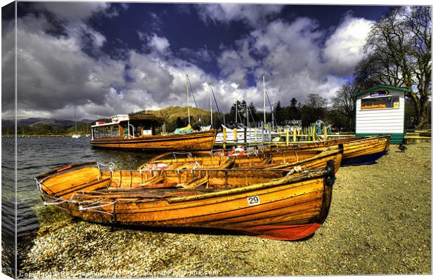 Rowing Boats at Ambleside Canvas Print by Rob Hawkins