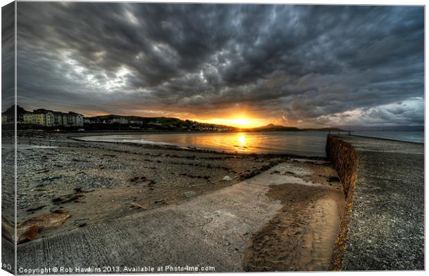 Sunrise at Criccieth Canvas Print by Rob Hawkins