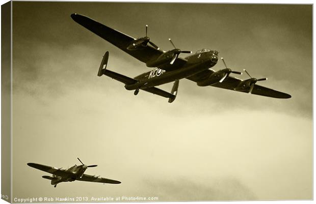 Lancaster and the Hurricane Canvas Print by Rob Hawkins