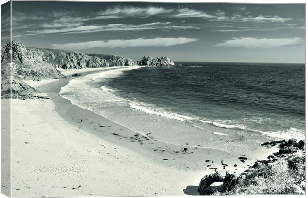 Porthcurno Beach Blues Canvas Print by Rob Hawkins