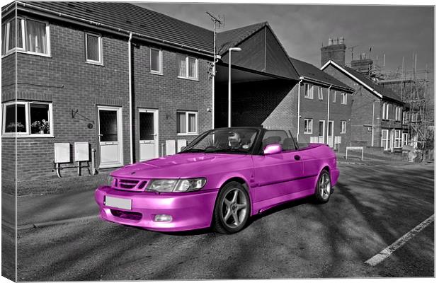 Pink Saab Canvas Print by Rob Hawkins