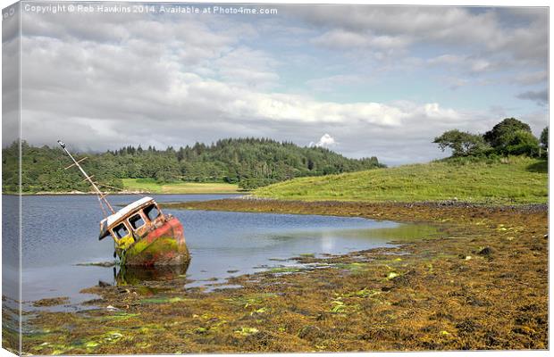 Abandoned boat in the Loch Canvas Print by Rob Hawkins