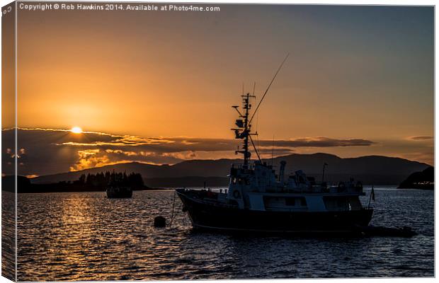  Oban Boat Sunset  Canvas Print by Rob Hawkins