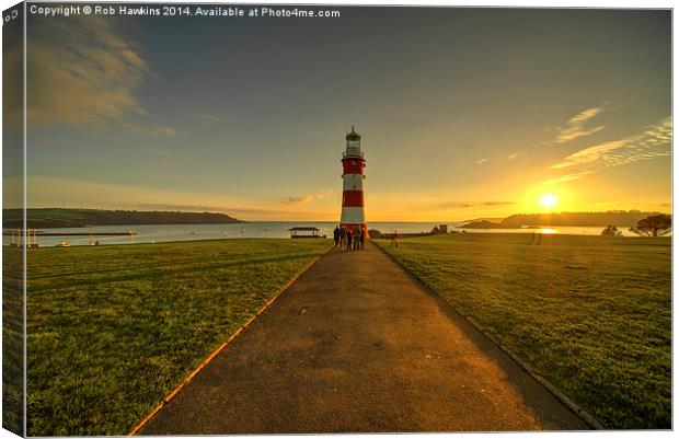  Smeaton's Tower Sunset  Canvas Print by Rob Hawkins