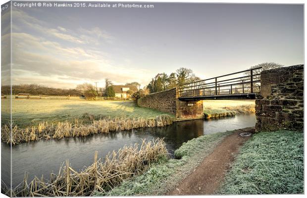  Ayshford Bridge Winter  Canvas Print by Rob Hawkins