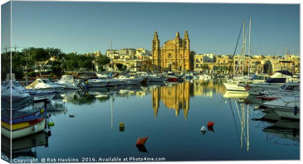 Valletta Reflected  Canvas Print by Rob Hawkins