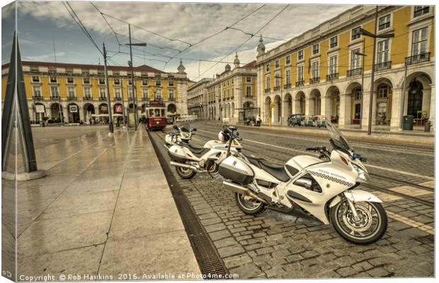 Lisbon Police Bikes  Canvas Print by Rob Hawkins