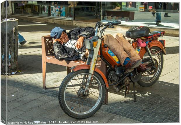 Moped Siesta  Canvas Print by Rob Hawkins