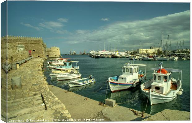 Heraklion old harbour  Canvas Print by Rob Hawkins