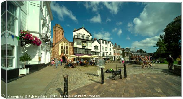 Exeter Shops on the Green  Canvas Print by Rob Hawkins