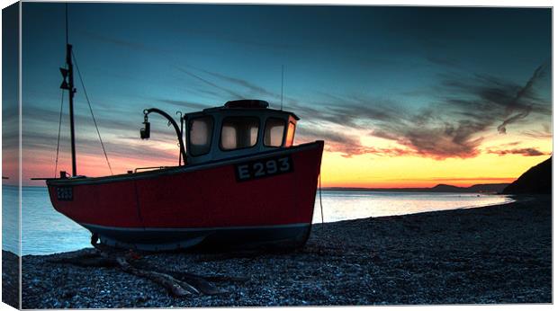 Fishing Boat on the beach at Branscombe Canvas Print by Rob Hawkins
