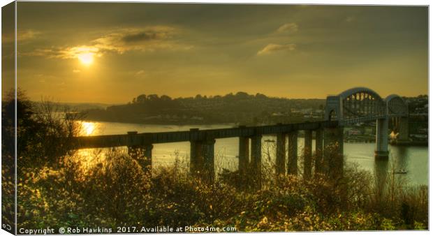 Brunel Bridge Sunset  Canvas Print by Rob Hawkins