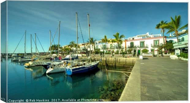 Puerto Mogan Marina  Canvas Print by Rob Hawkins