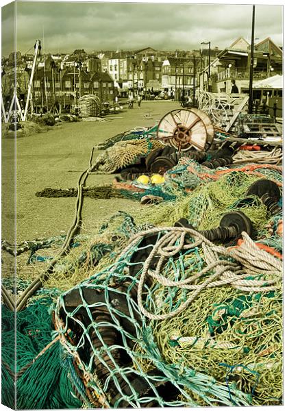 Fishing paraphernalia at Scarborough harbour Canvas Print by Rob Hawkins