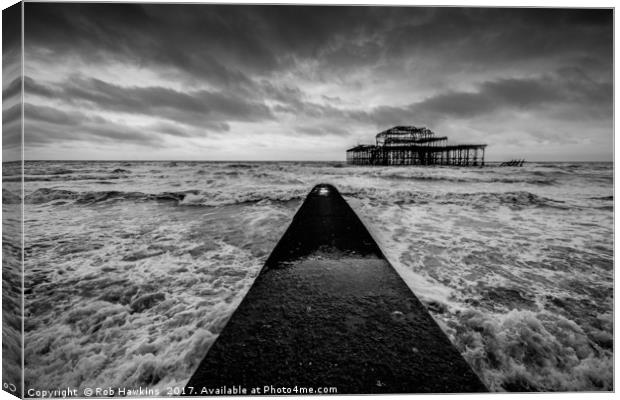 Remains of the Pier  Canvas Print by Rob Hawkins