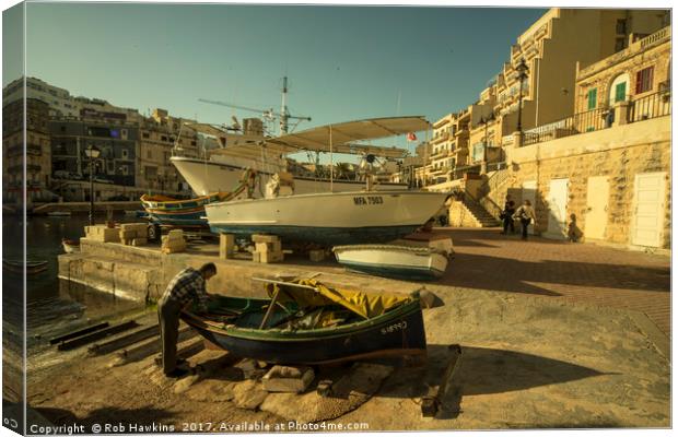 St Julian's golden boats  Canvas Print by Rob Hawkins