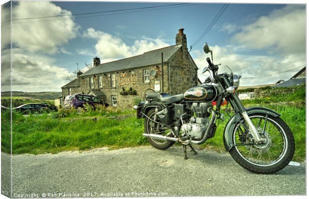 Enfield Bullet at the Engine Inn  Canvas Print by Rob Hawkins