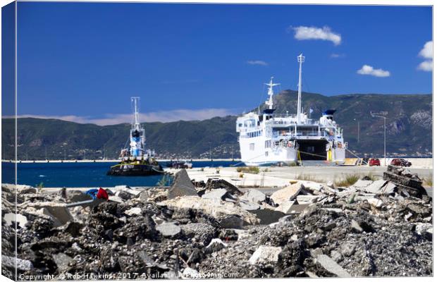 Corfu Ferry  Canvas Print by Rob Hawkins