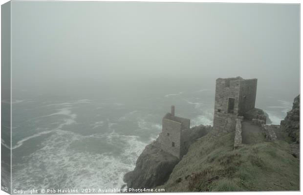 Botallack in the mist  Canvas Print by Rob Hawkins