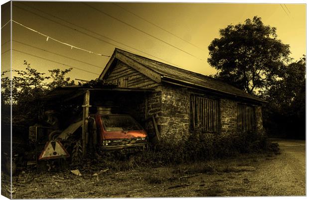 The Peugeot & the Shed Canvas Print by Rob Hawkins