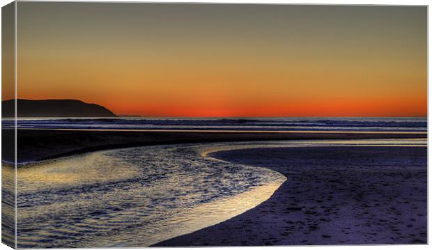 Sunset at Woolacombe Canvas Print by Rob Hawkins
